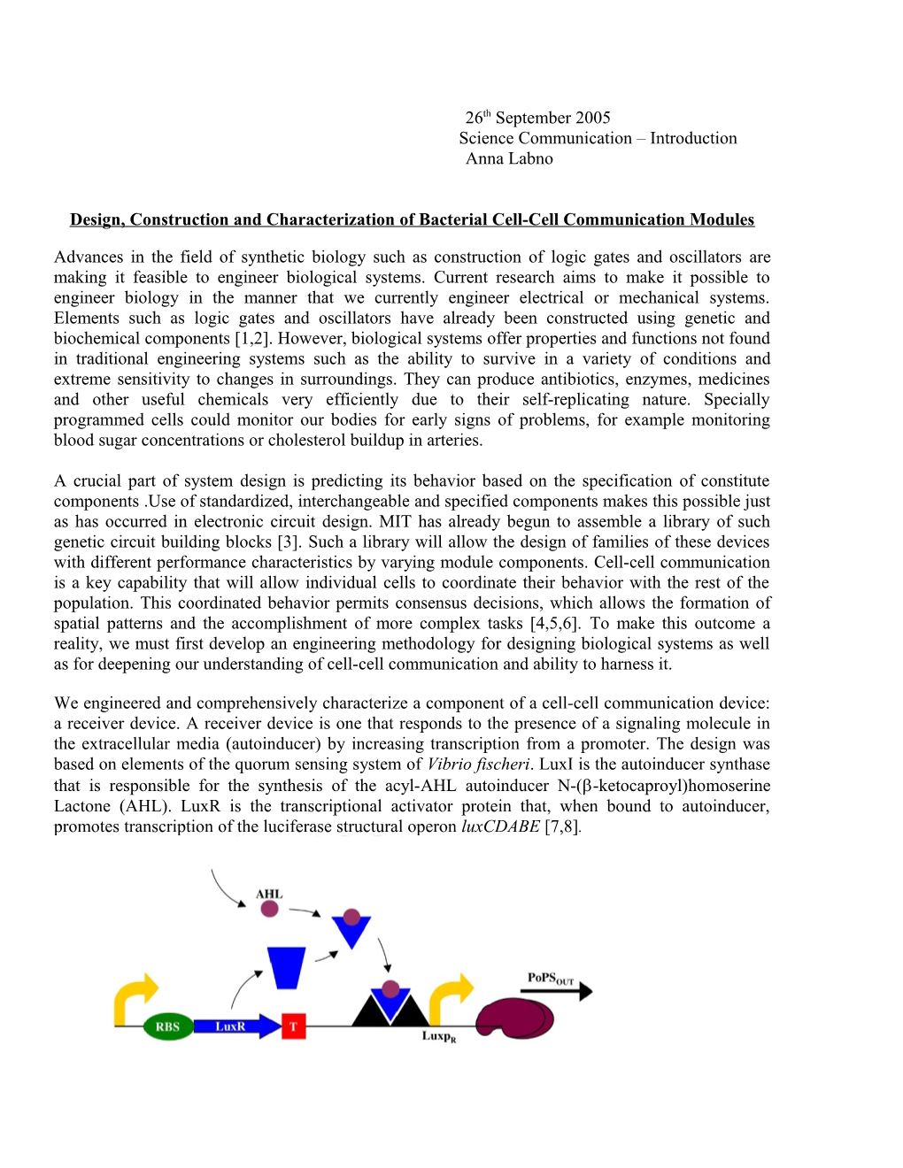 Design, Construction and Characterization of Bacterial Cell-Cell Communication Modules