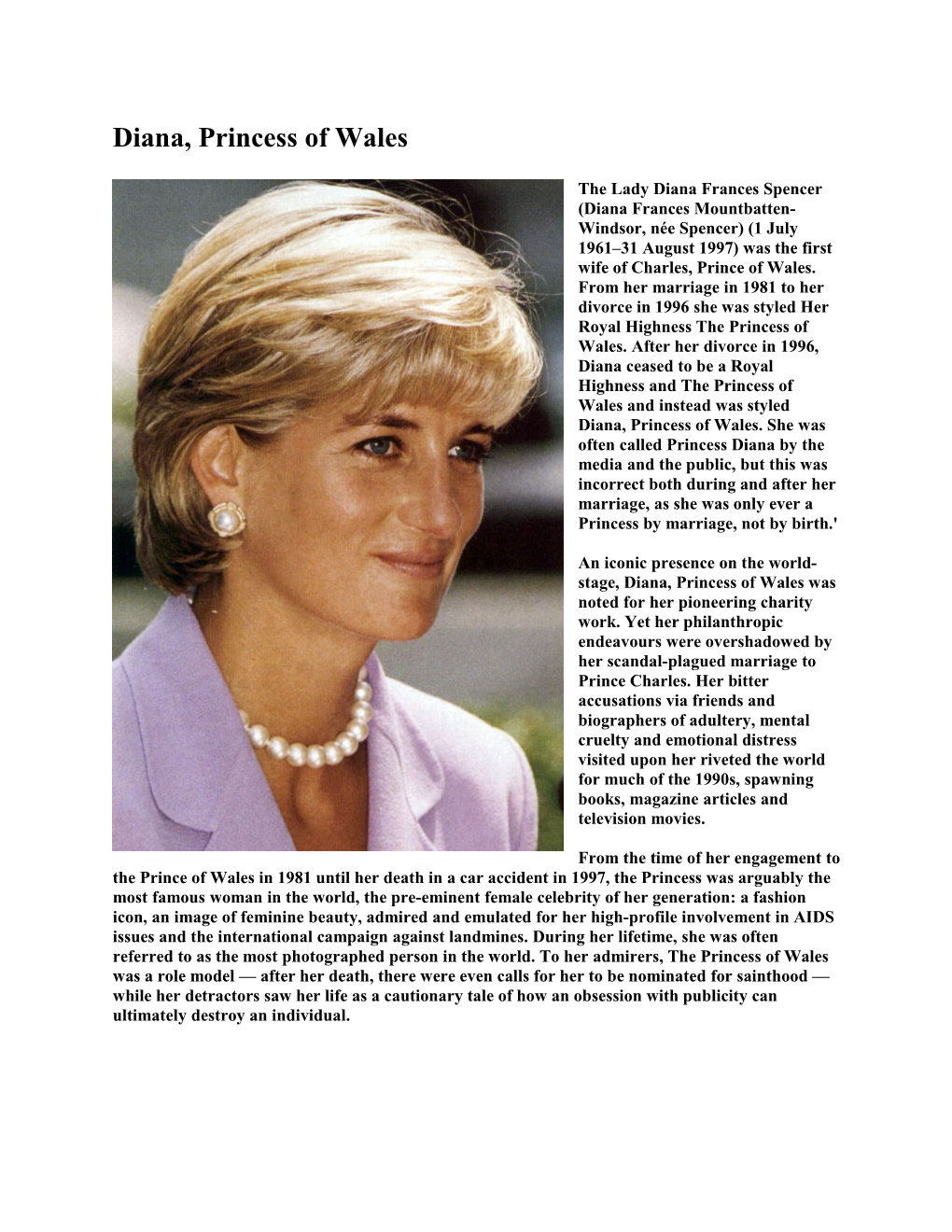 Diana, Princess of Wales