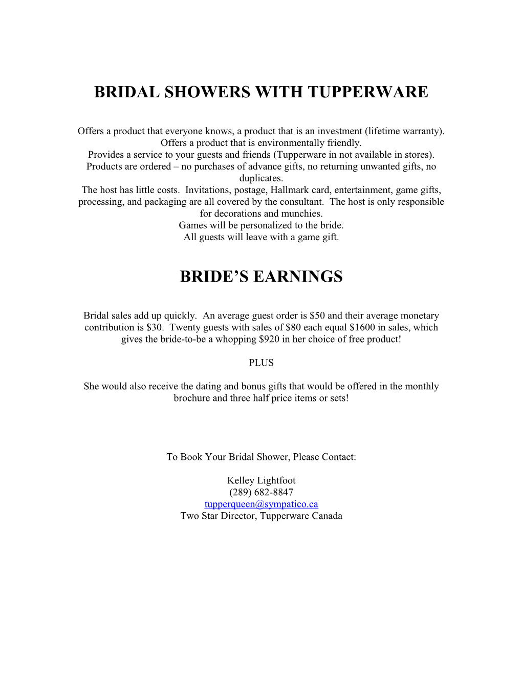 Bridal Showers with Tupperware