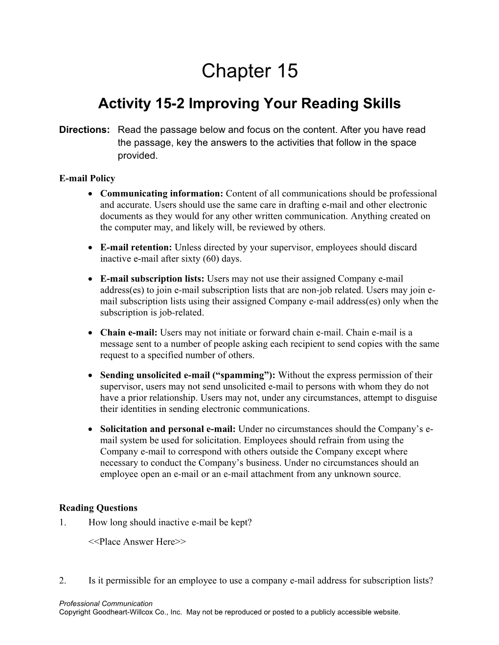 Activity 15-2 Improving Your Reading Skills