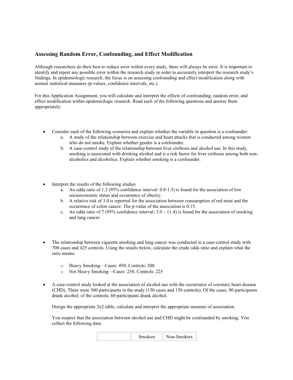 Assessing Random Error, Confounding, and Effect Modification