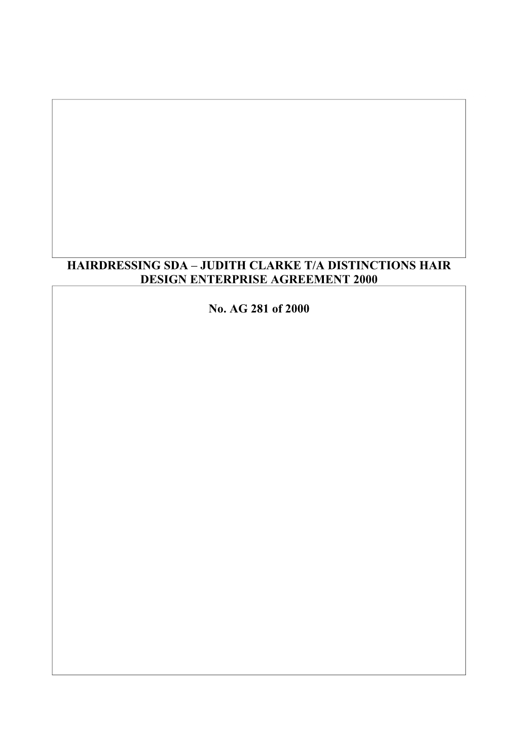 Hairdressing SDA Judith Clarke T/A Distinctions Hair Design Enterprise Agreement 2000