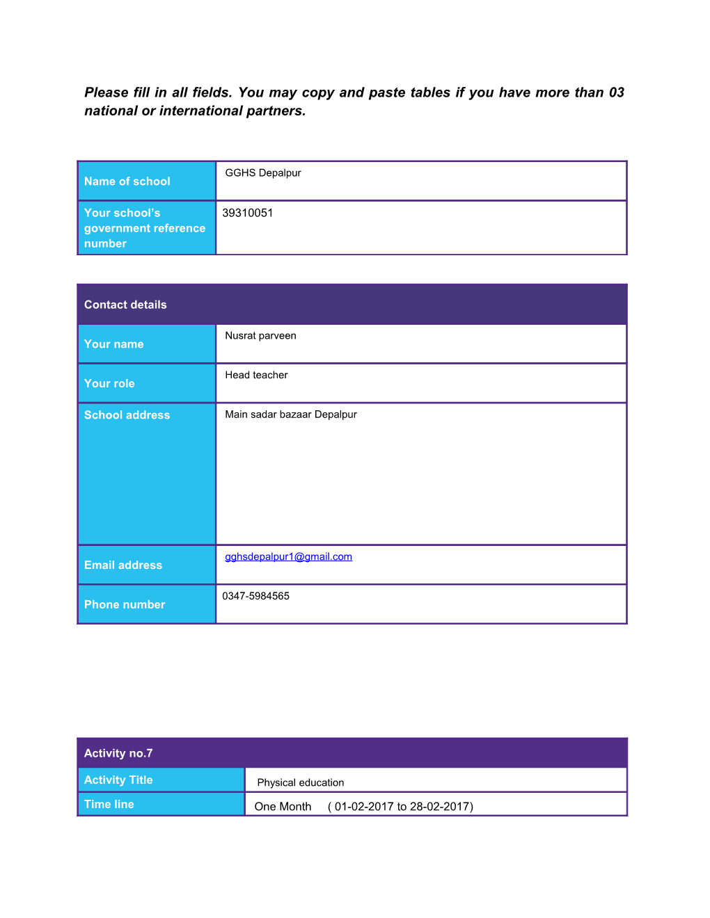 Please Fill in All Fields. You May Copy and Paste Tables If You Have More Than 03 National