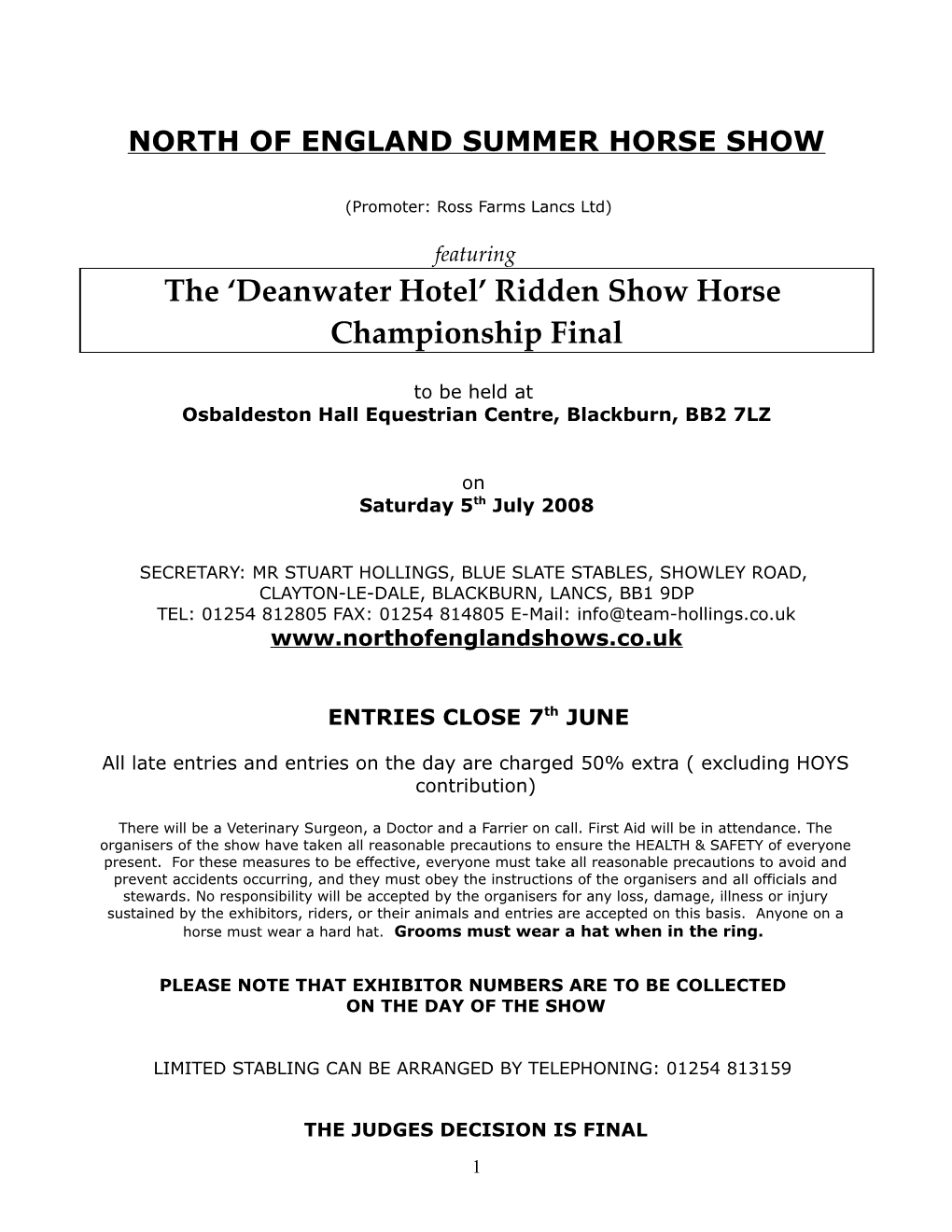 North of England Summer Horse Show