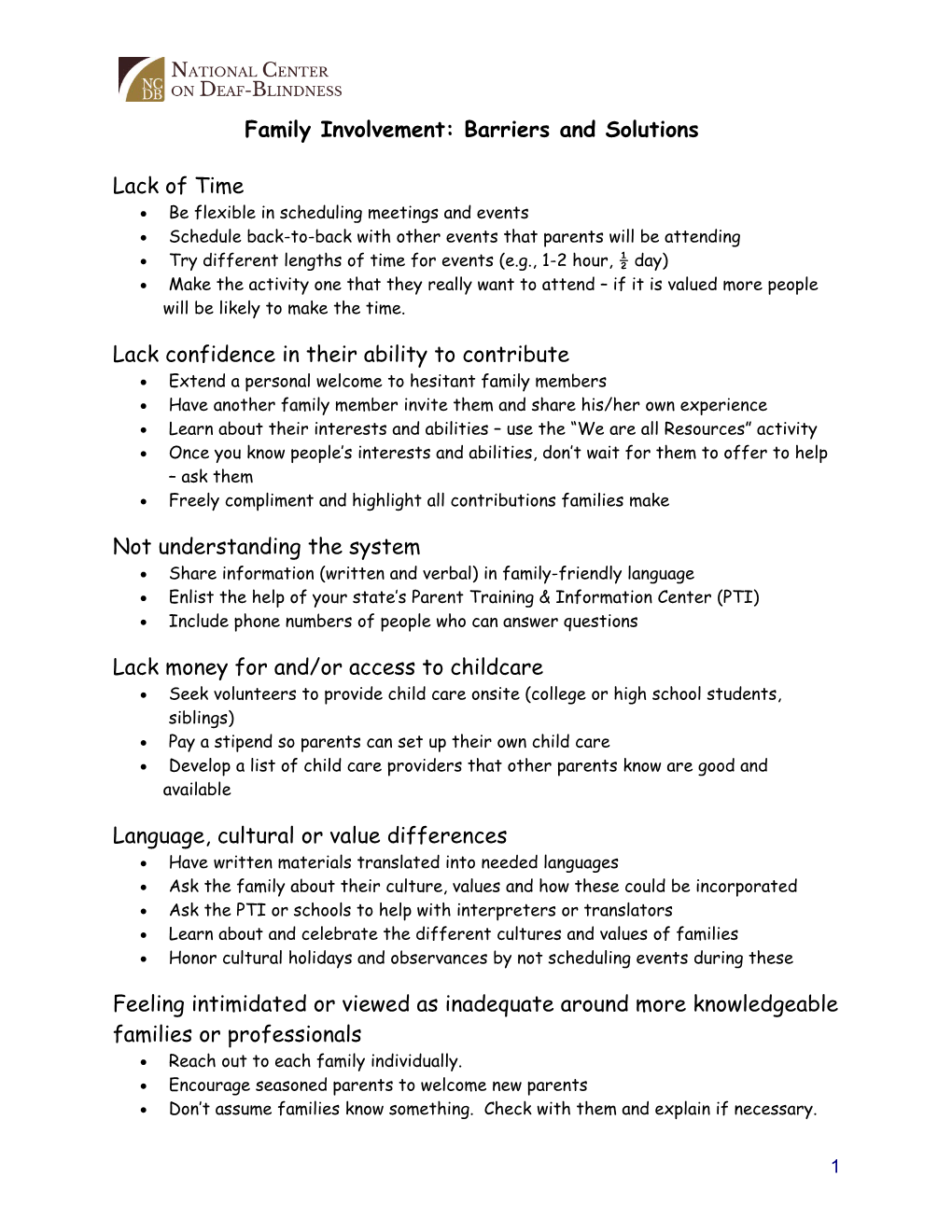 Barriers to Family Involvement