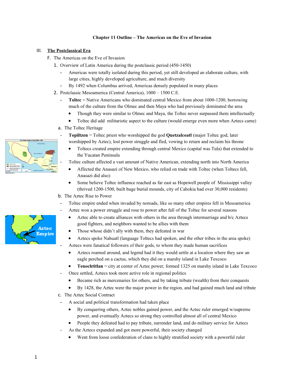 Chapter 11 Outline the Americas on the Eve of Invasion