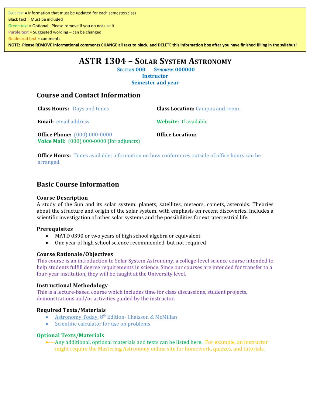ASTR 1304 Solar System Astronomy