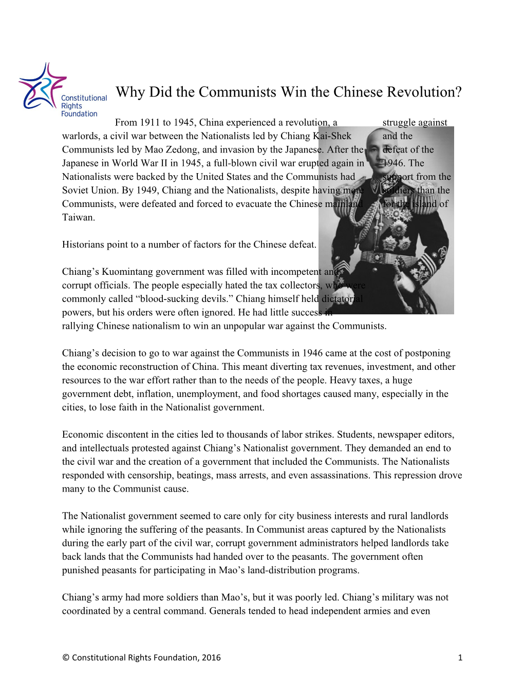 Why Did the Communists Win the Chinese Revolution?