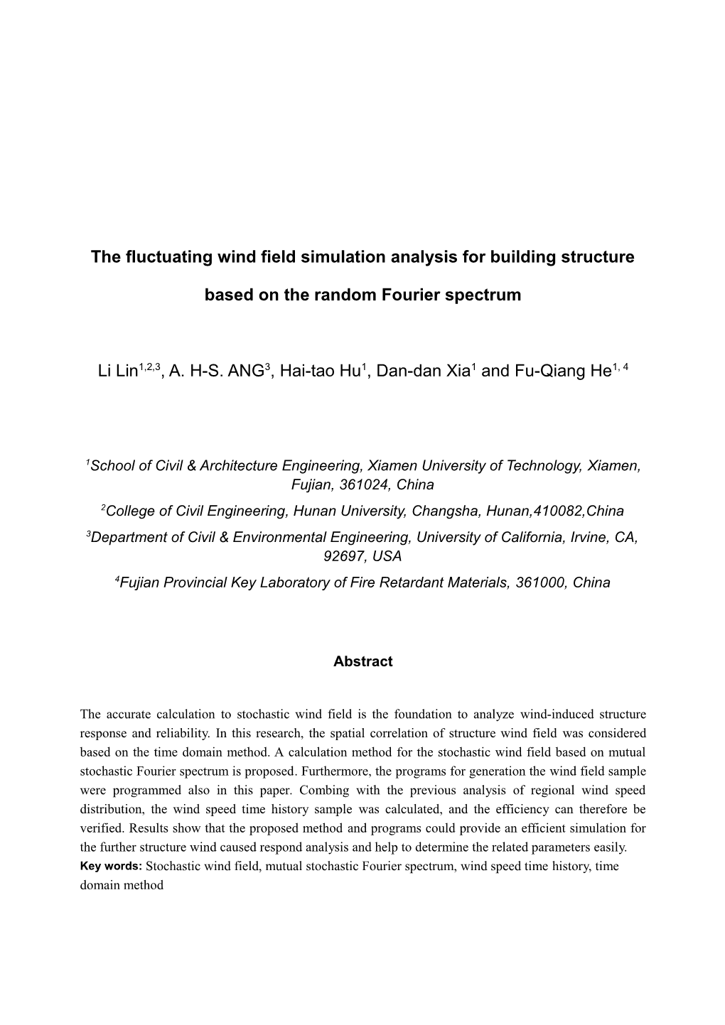 Stochastic Wind Field Simulation Analysis