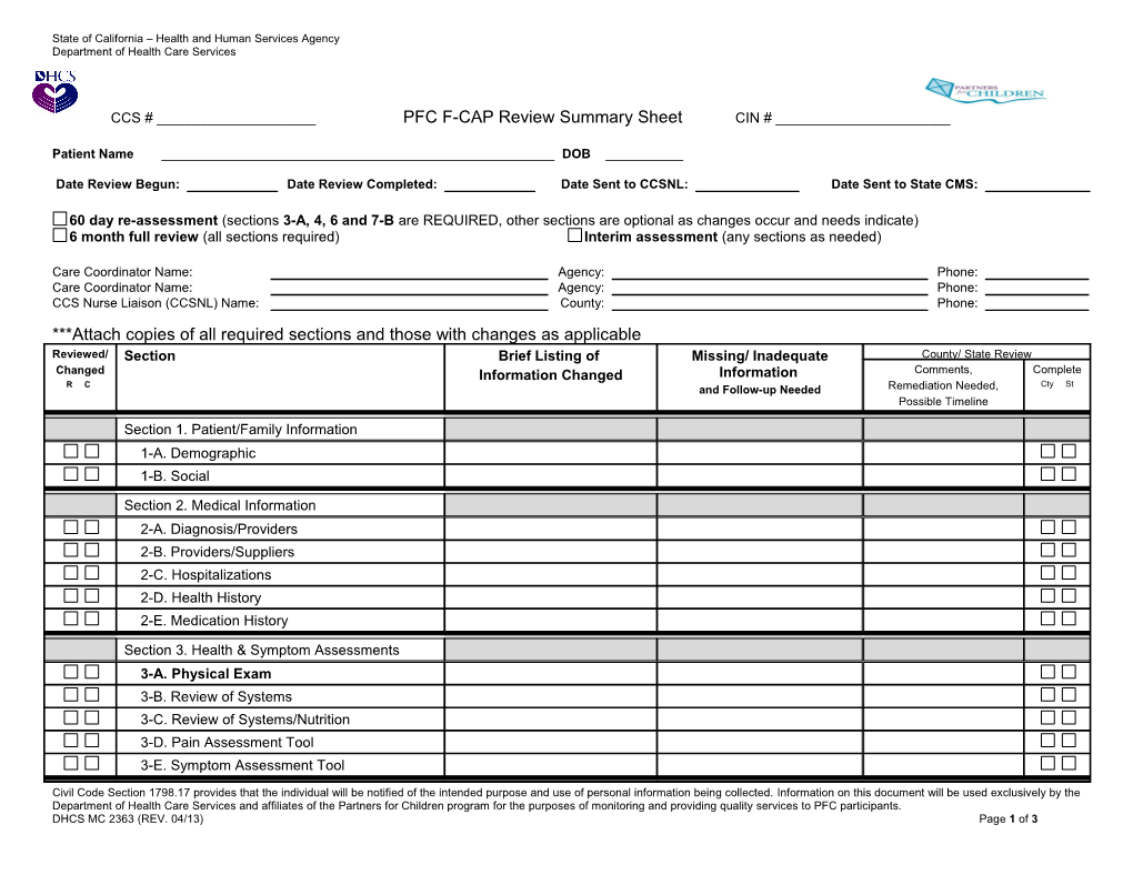 State of California Health and Human Services Agency Department of Health Care Services