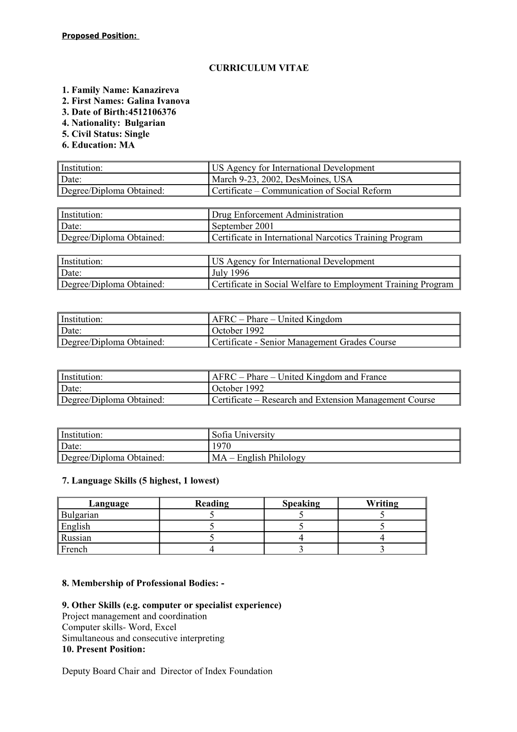 Curriculum Vitae s451