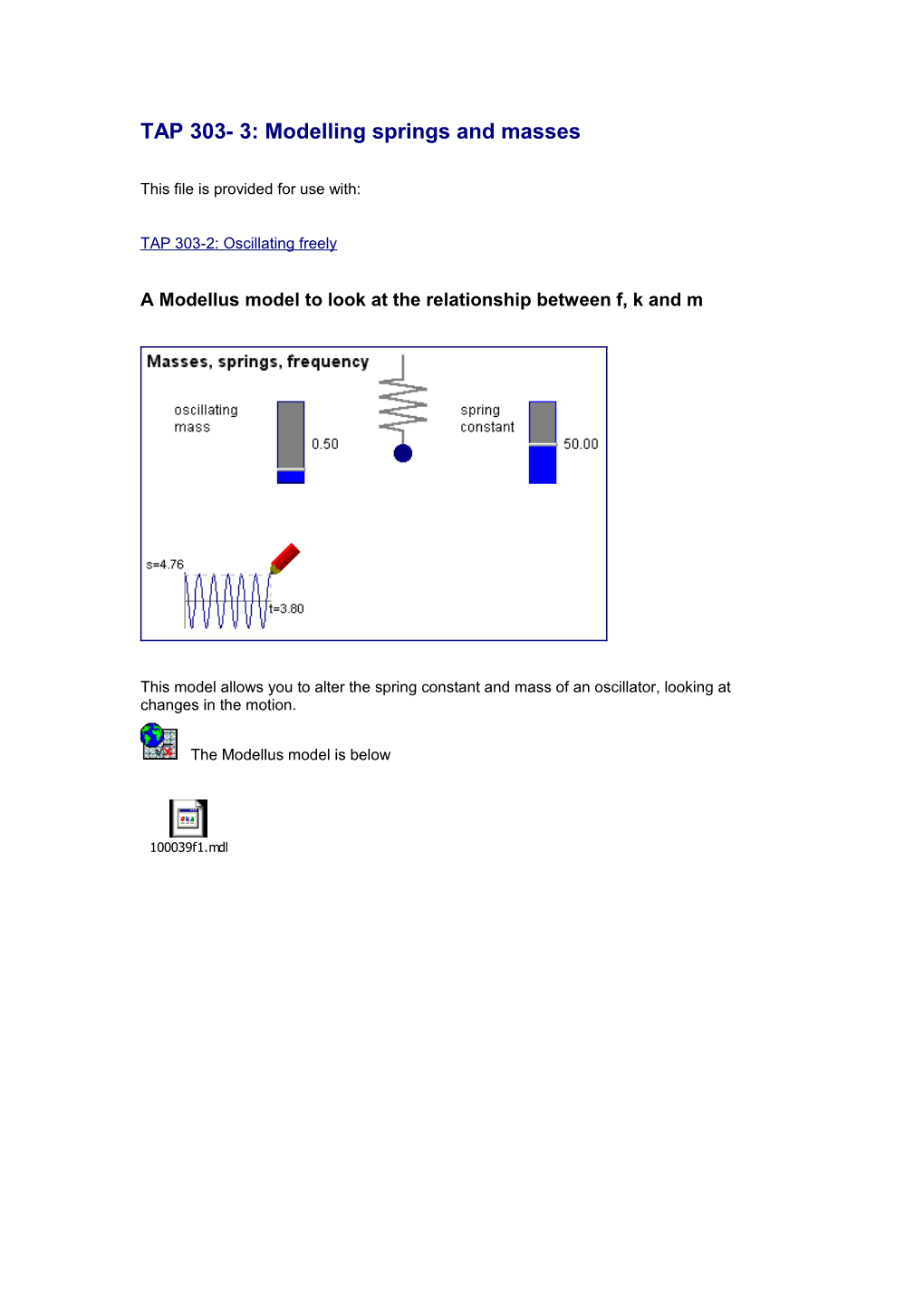 TAP 303- 3: Modelling Springs and Masses