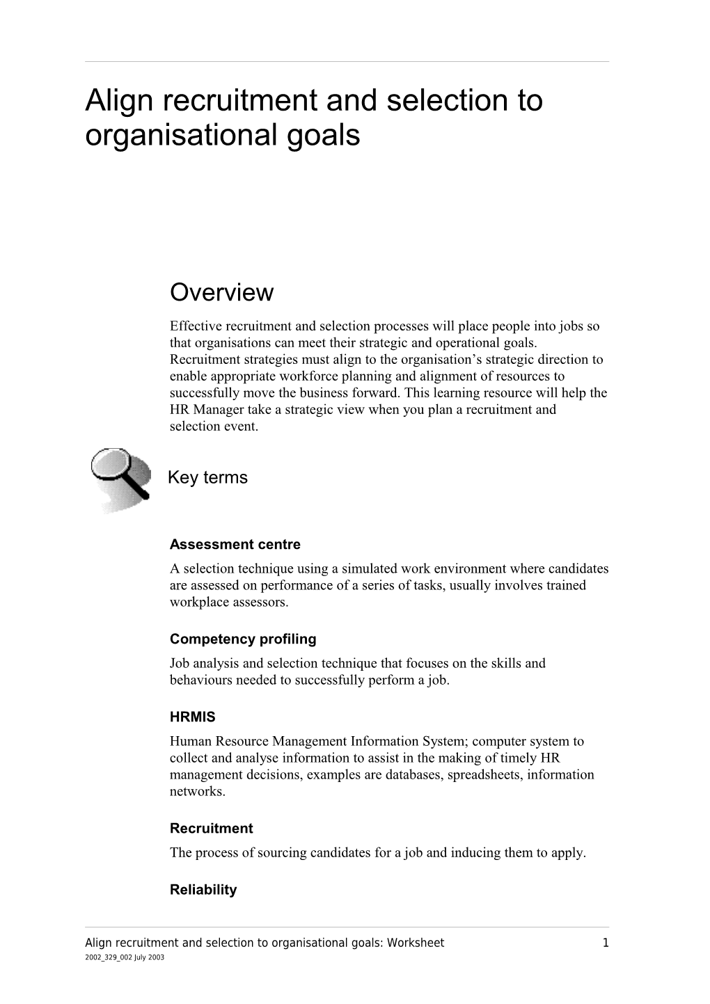 Align Recruitment and Selection to Organisational Goals