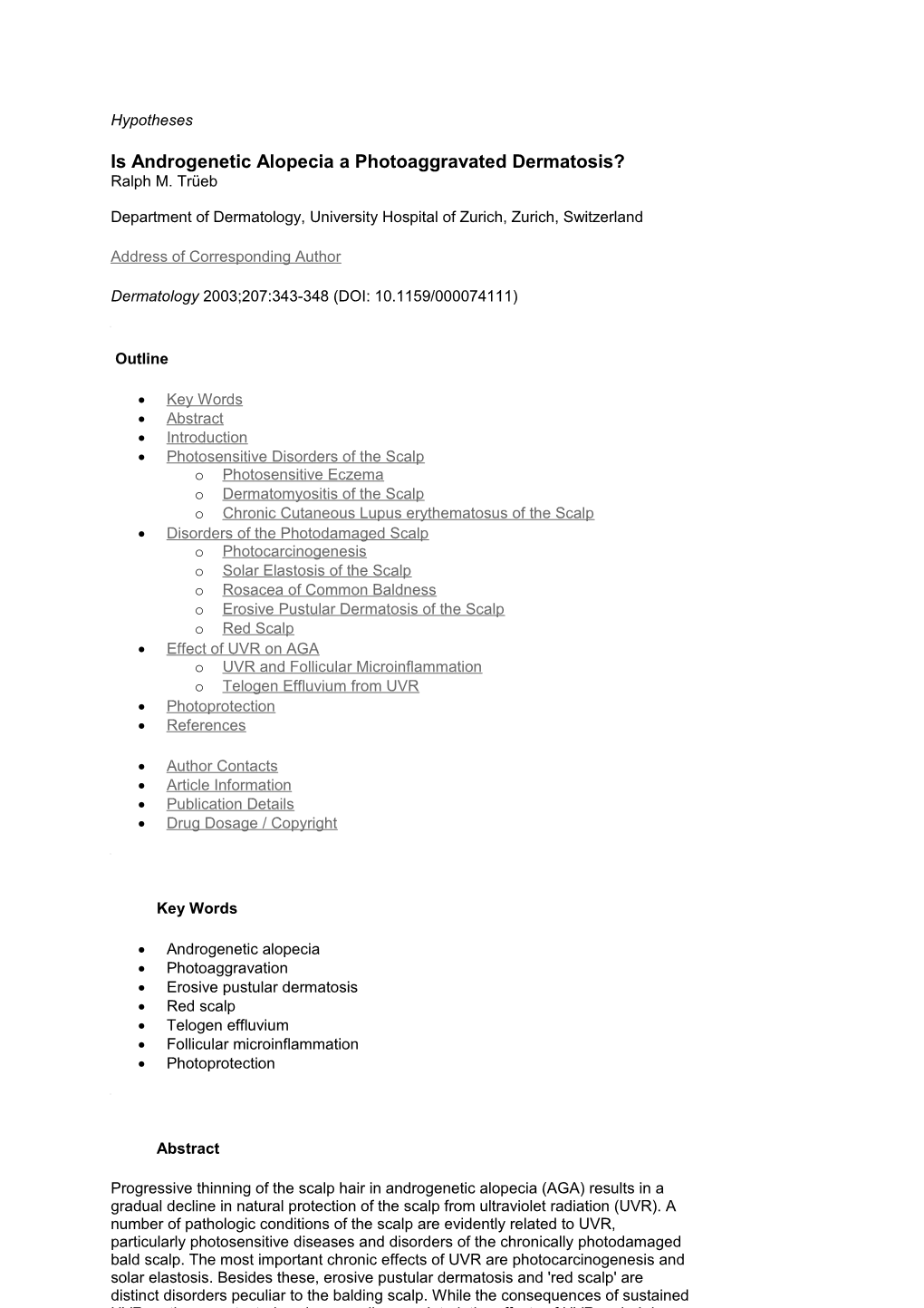 Photosensitive Disorders of the Scalp