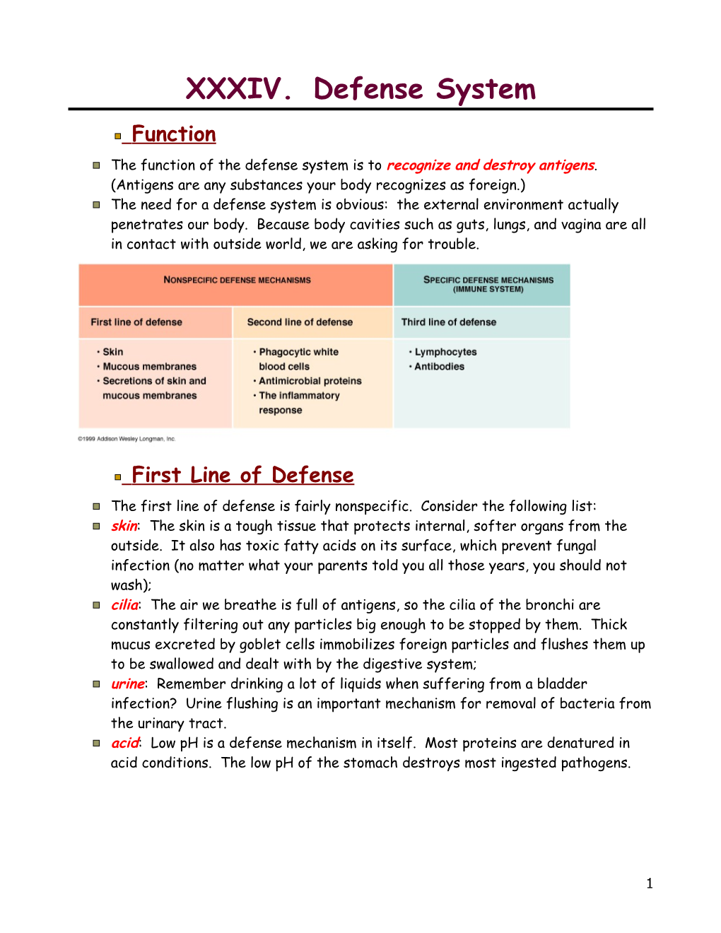 XXXIV. Defense System