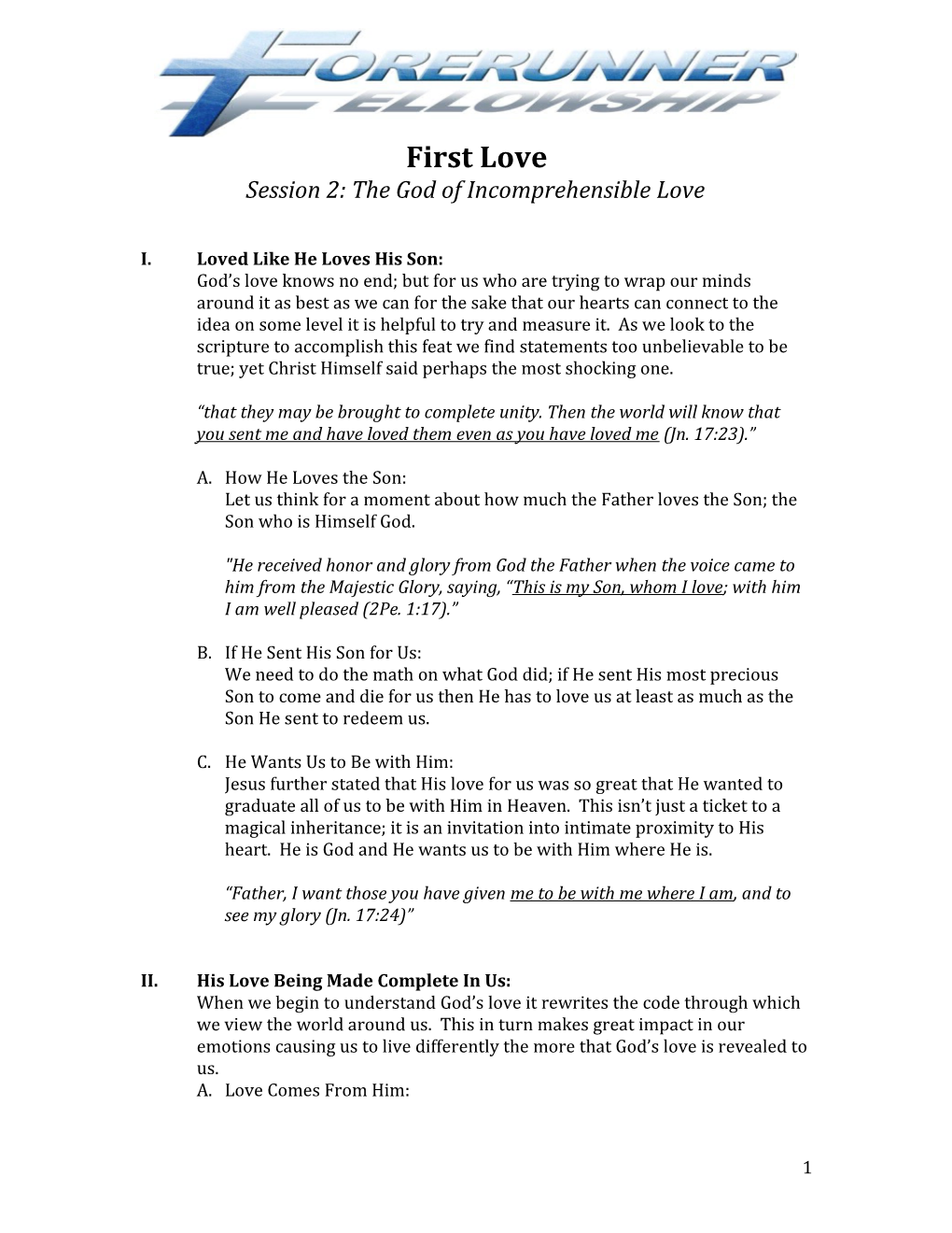 Session 2: the God of Incomprehensible Love