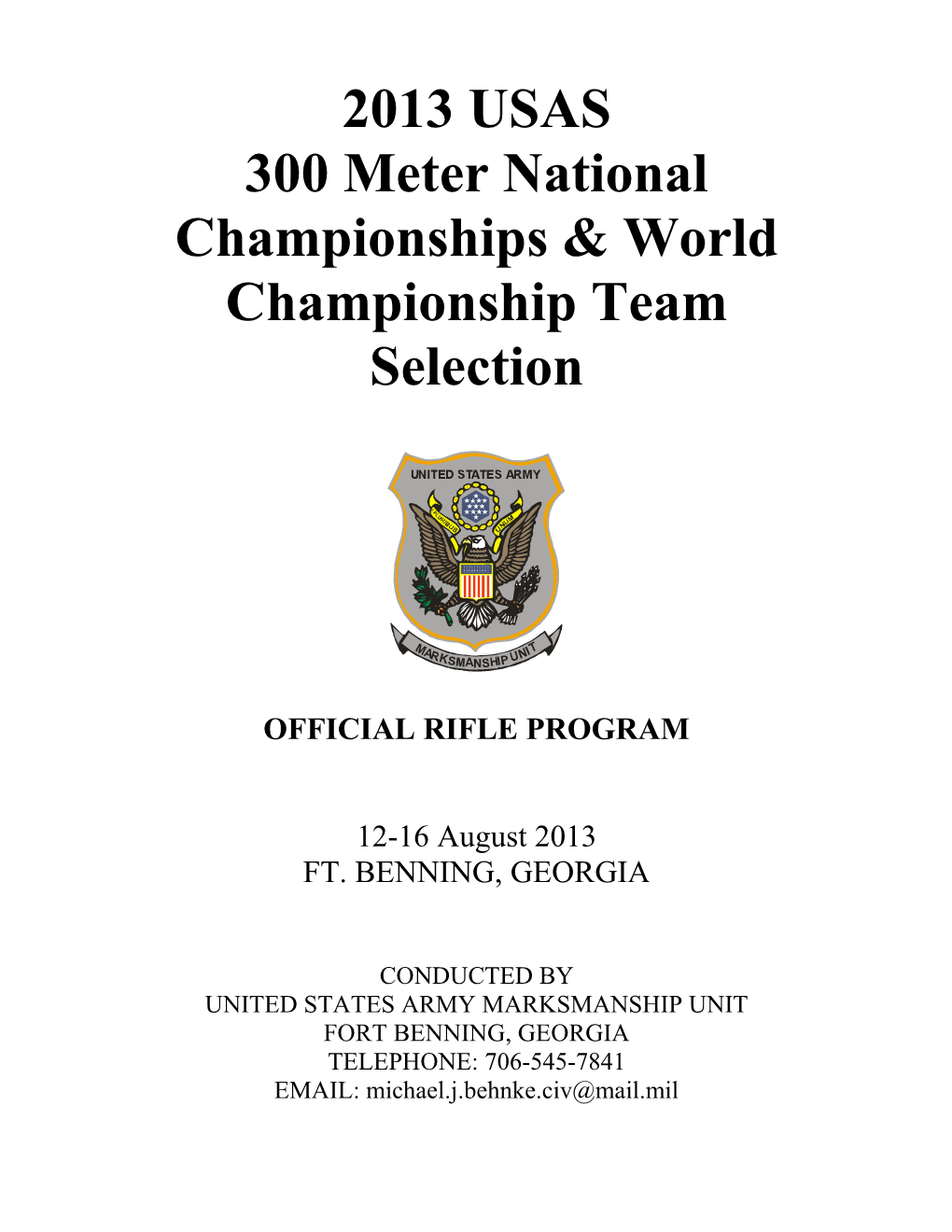 300 Meter National Championships & World Championship Team Selection