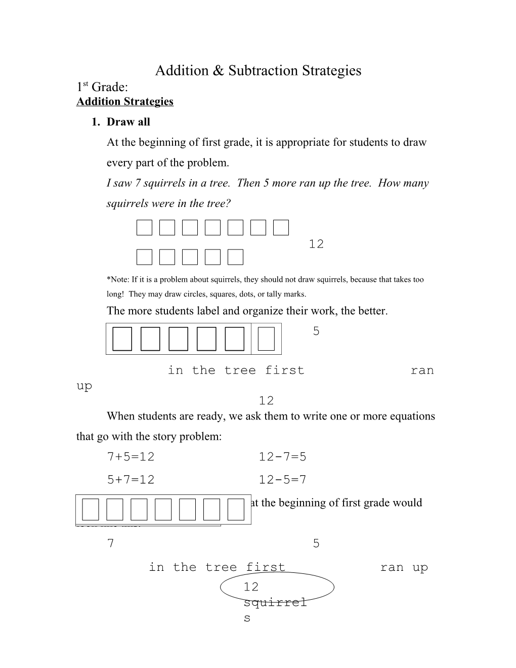 Addition & Subtraction Strategies