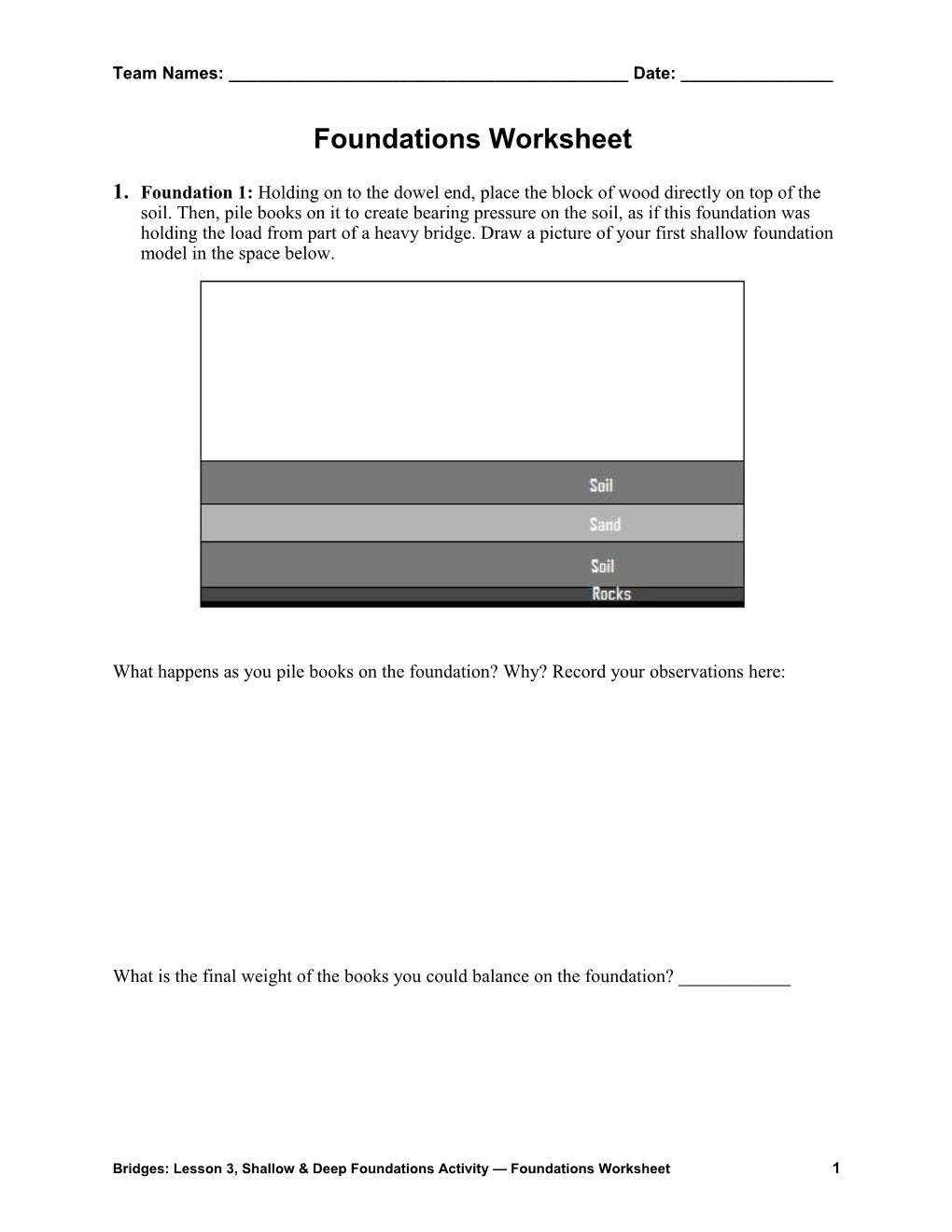Foundations Worksheet