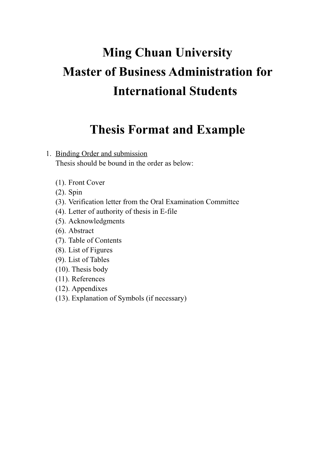 MCU Thesis Format and Example