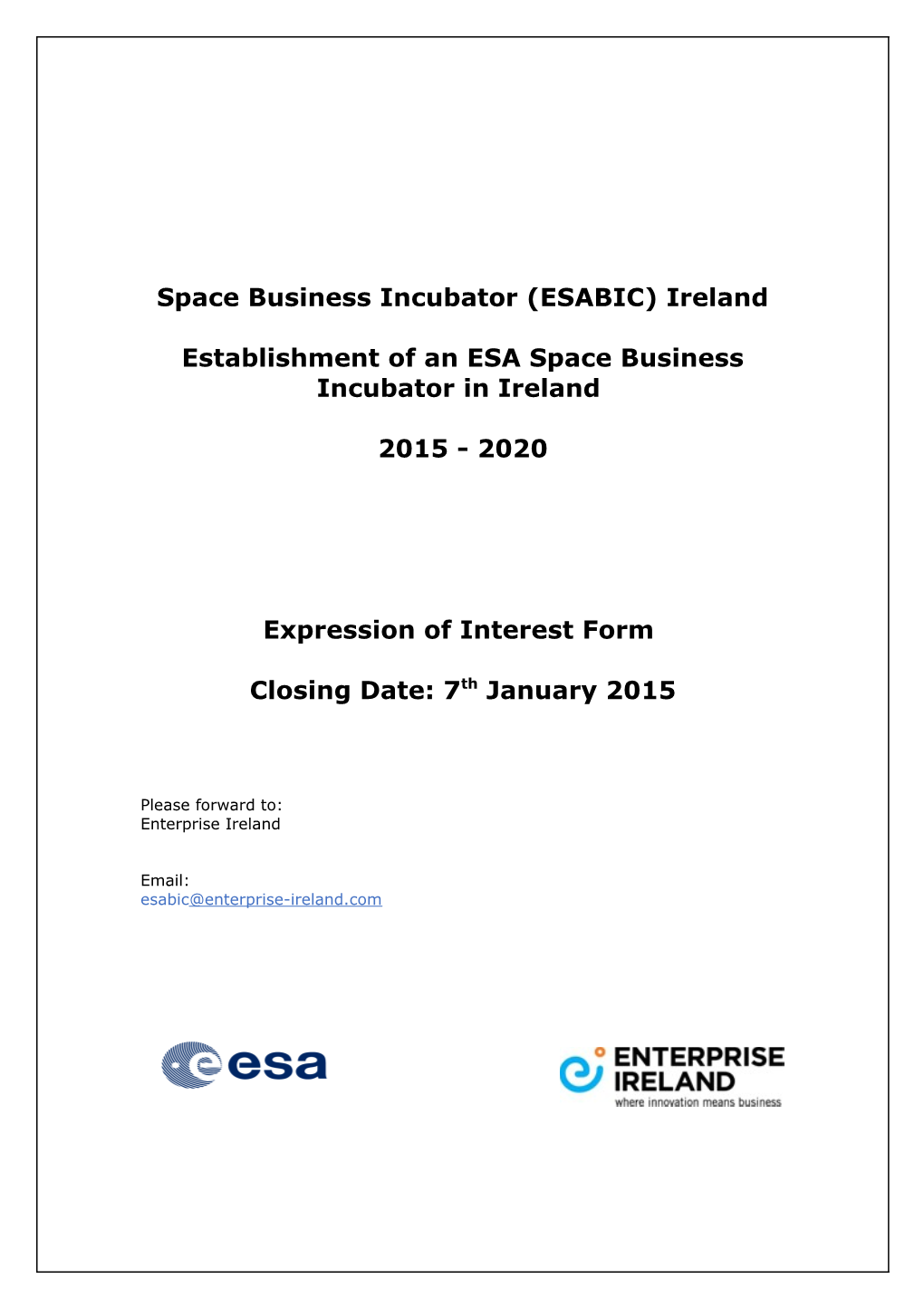 Space Business Incubator (ESABIC) Ireland