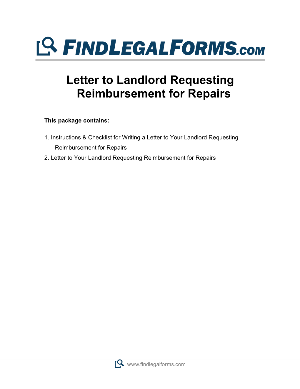 Letter to Landlord Requesting Reimbursement for Repairs