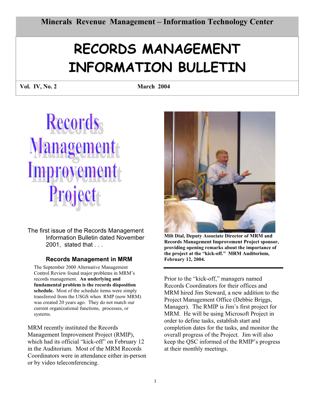 Records Management Information Bulletin