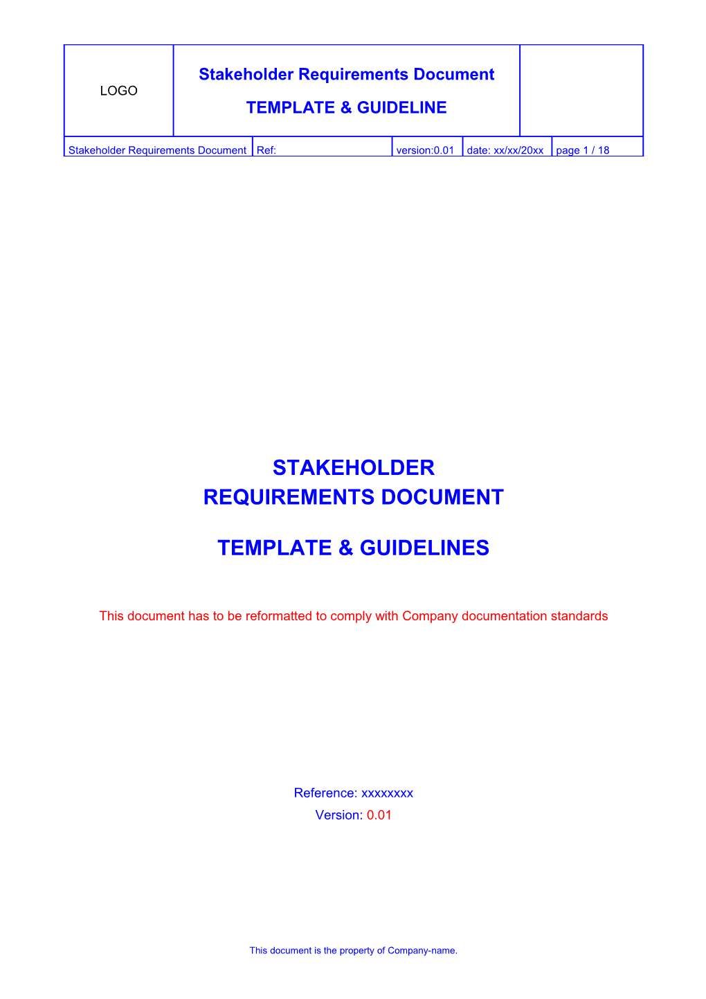 STAKEHOLDER Requirements DOCUMENT