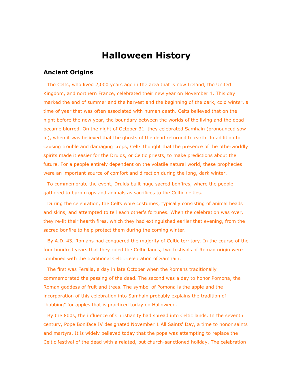 Halloween History