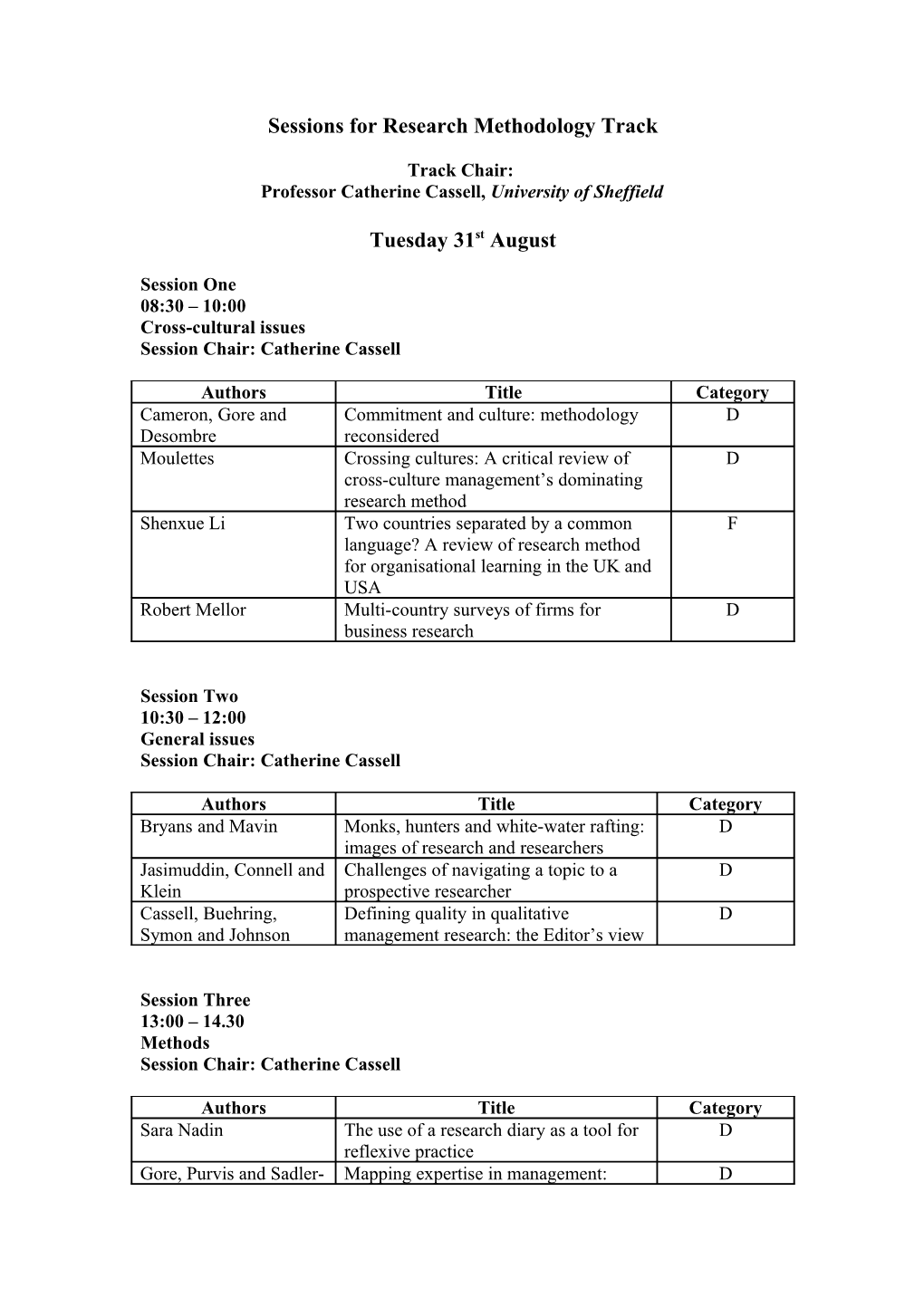 Research Methodology Track