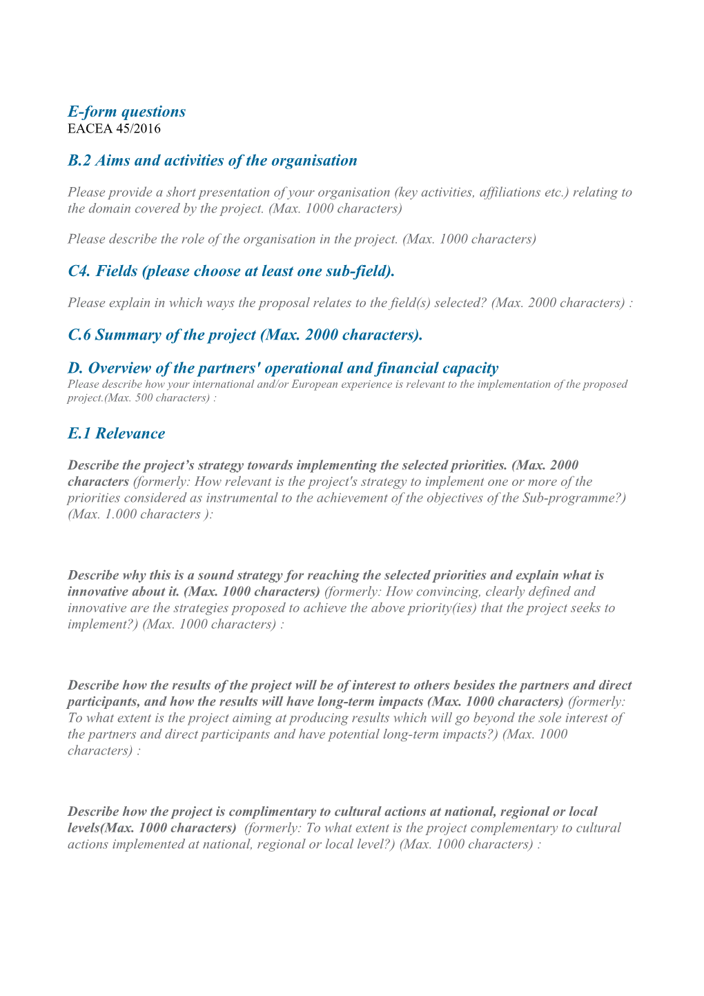 B.2 Aims and Activities of the Organisation