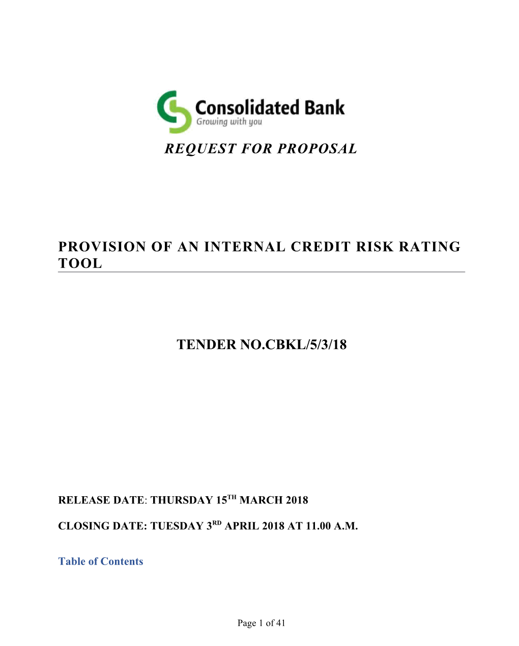 Provision of an Internal Credit Risk Rating Tool