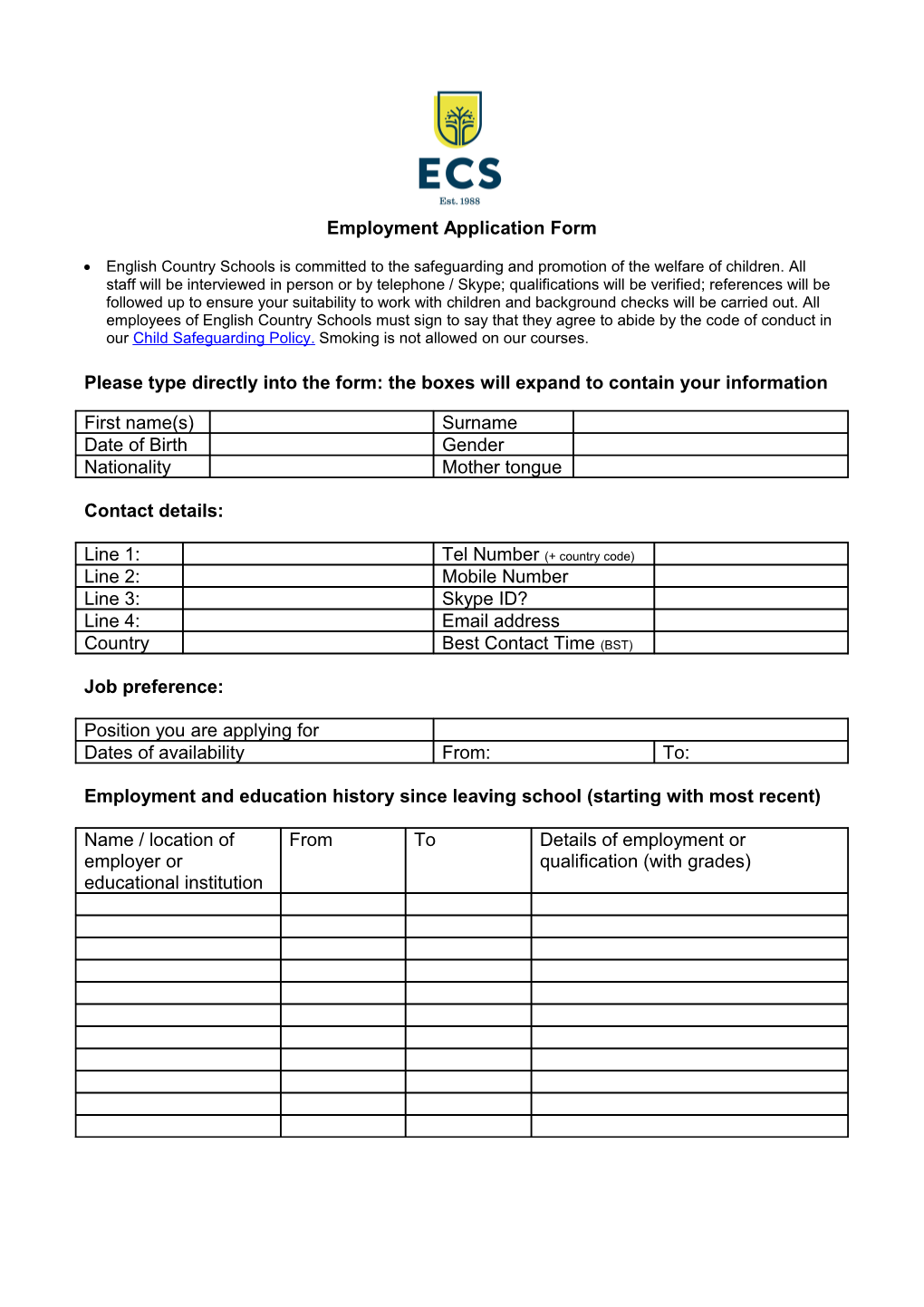 Now Please Return This Form by Post Or Email To