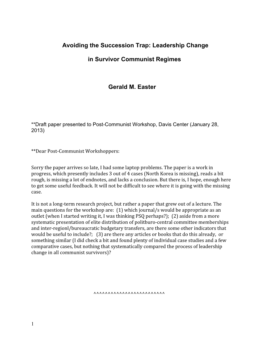 Avoiding the Succession Trap: Leadership Change