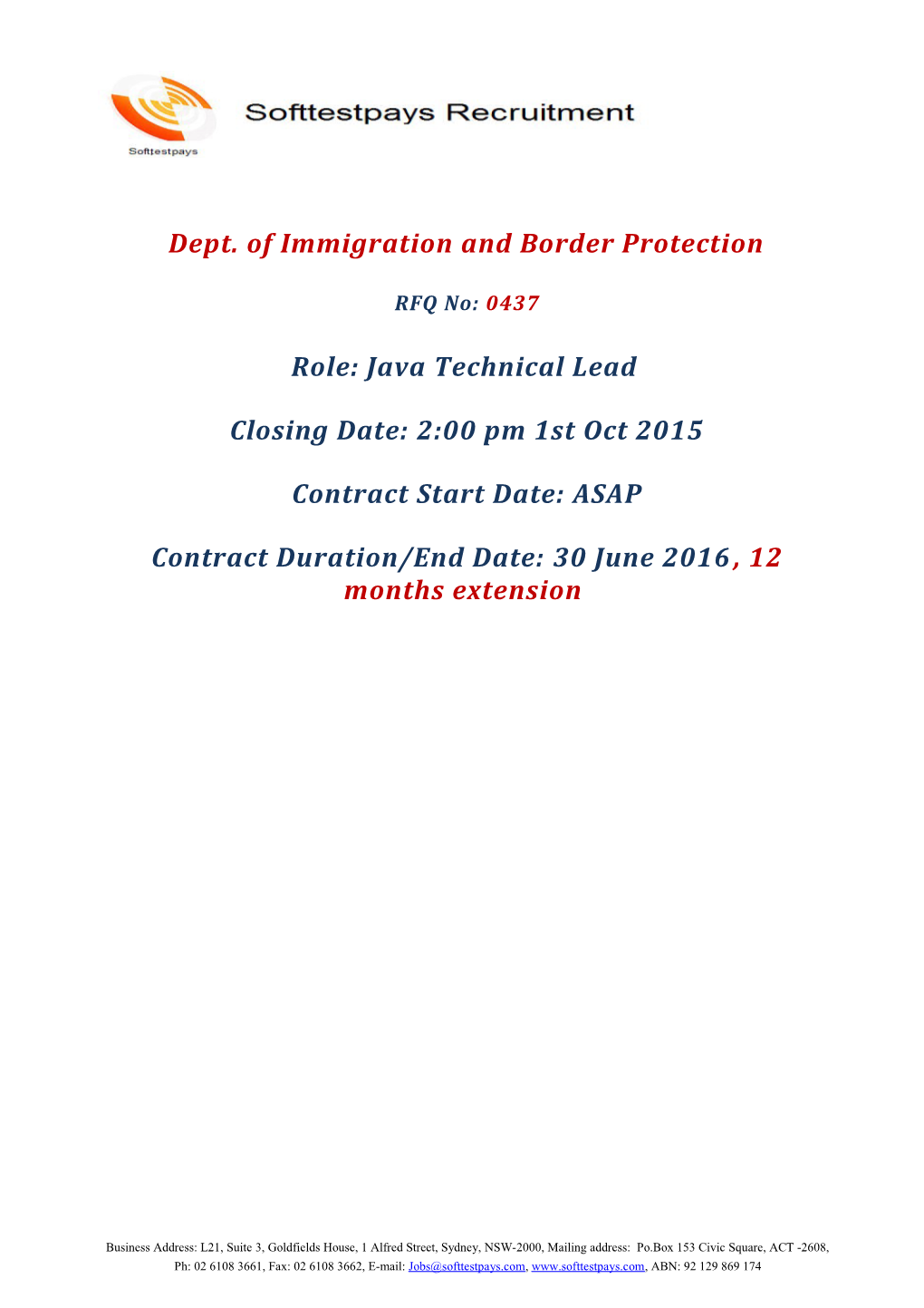Dept. of Immigration and Border Protection