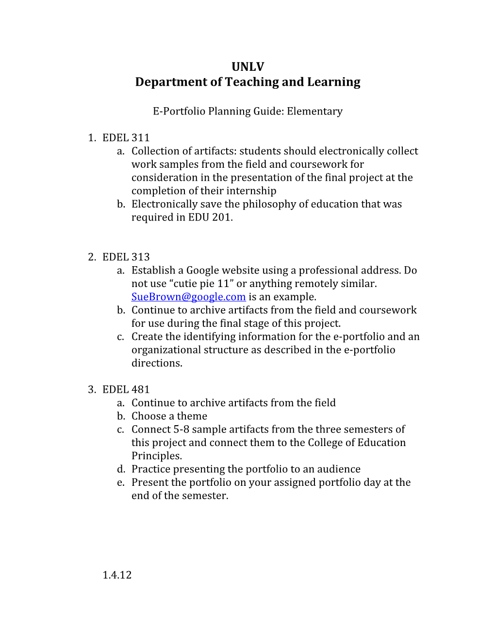 Department of Teaching and Learning s1