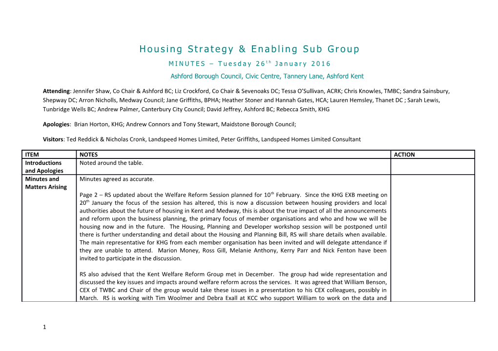 Housing Strategy & Enabling Sub Group