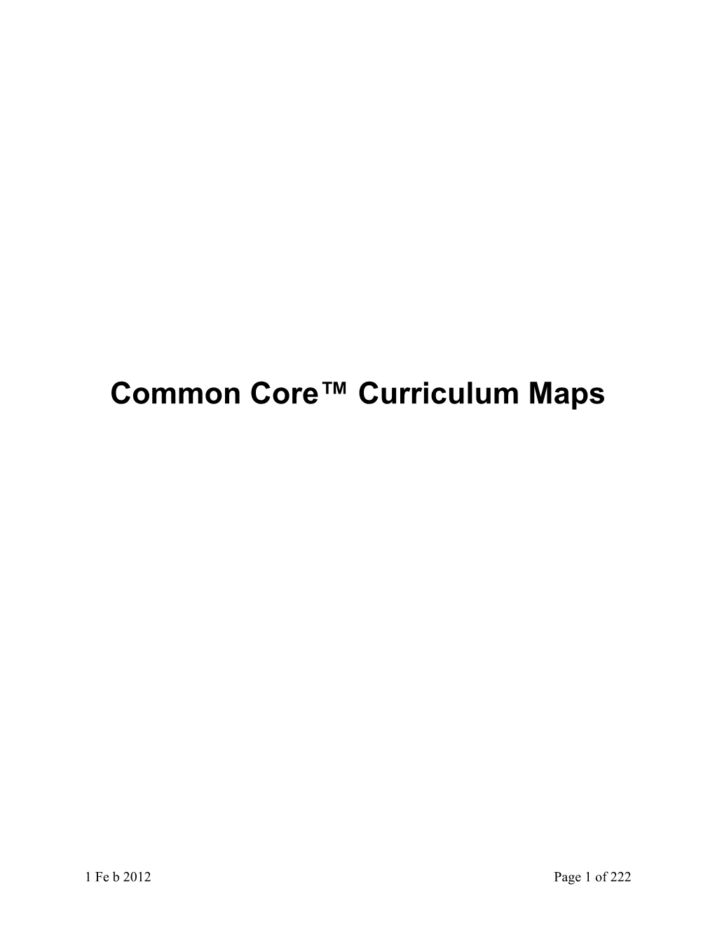 Common Core Curriculum Maps