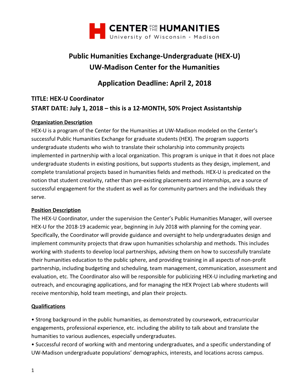 Public Humanities Exchange-Undergraduate (HEX-U) UW-Madison Center for the Humanities