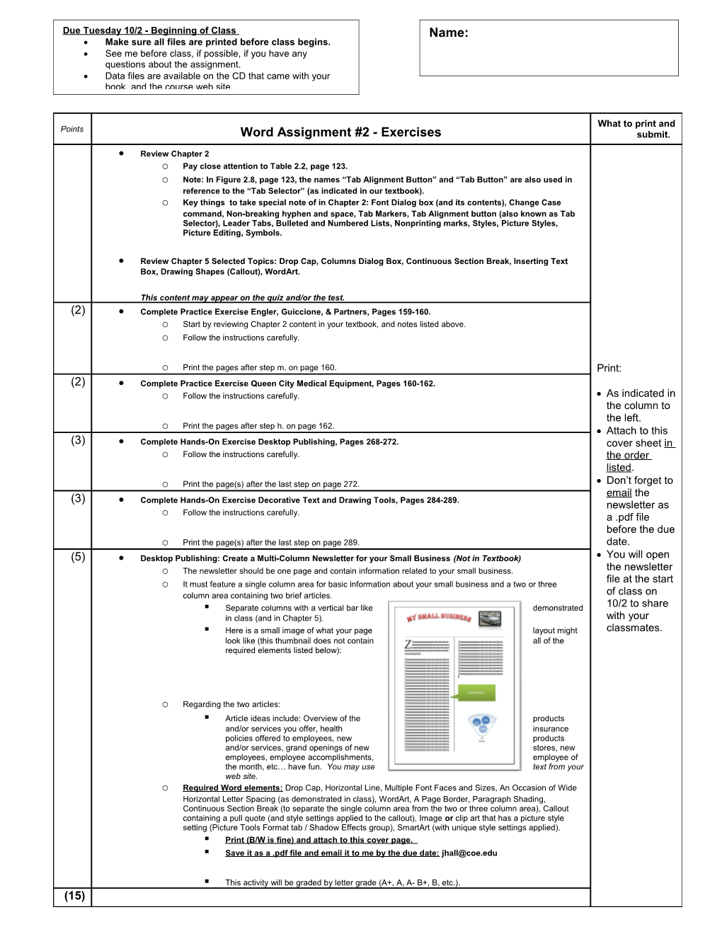 What to Print and Submit