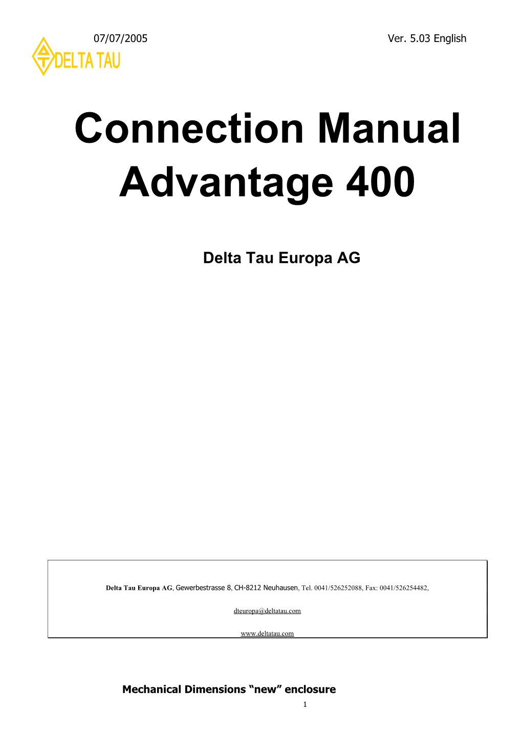 Concept for Adv400 Manual