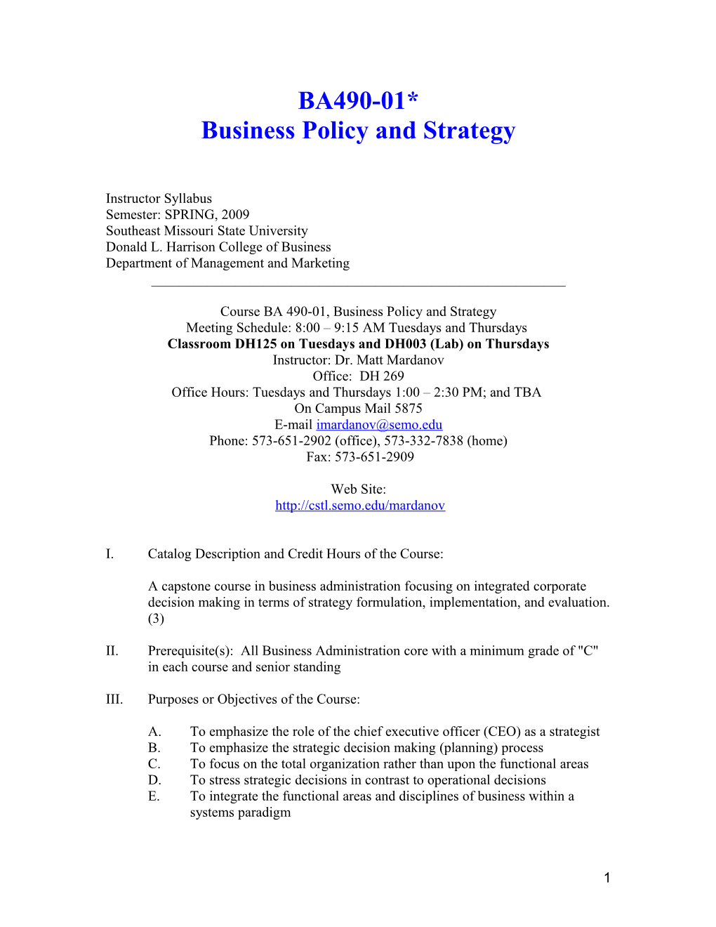 Business Policy and Strategy