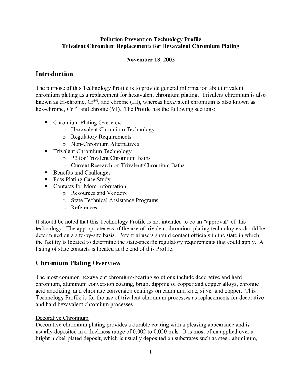 Pollution Prevention Technology Profile