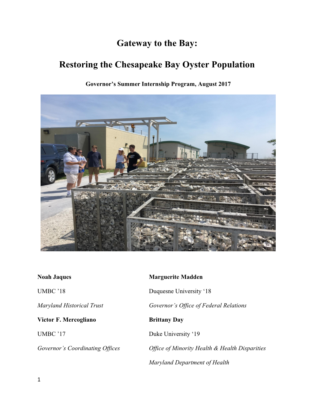 Restoring the Chesapeake Bay Oyster Population