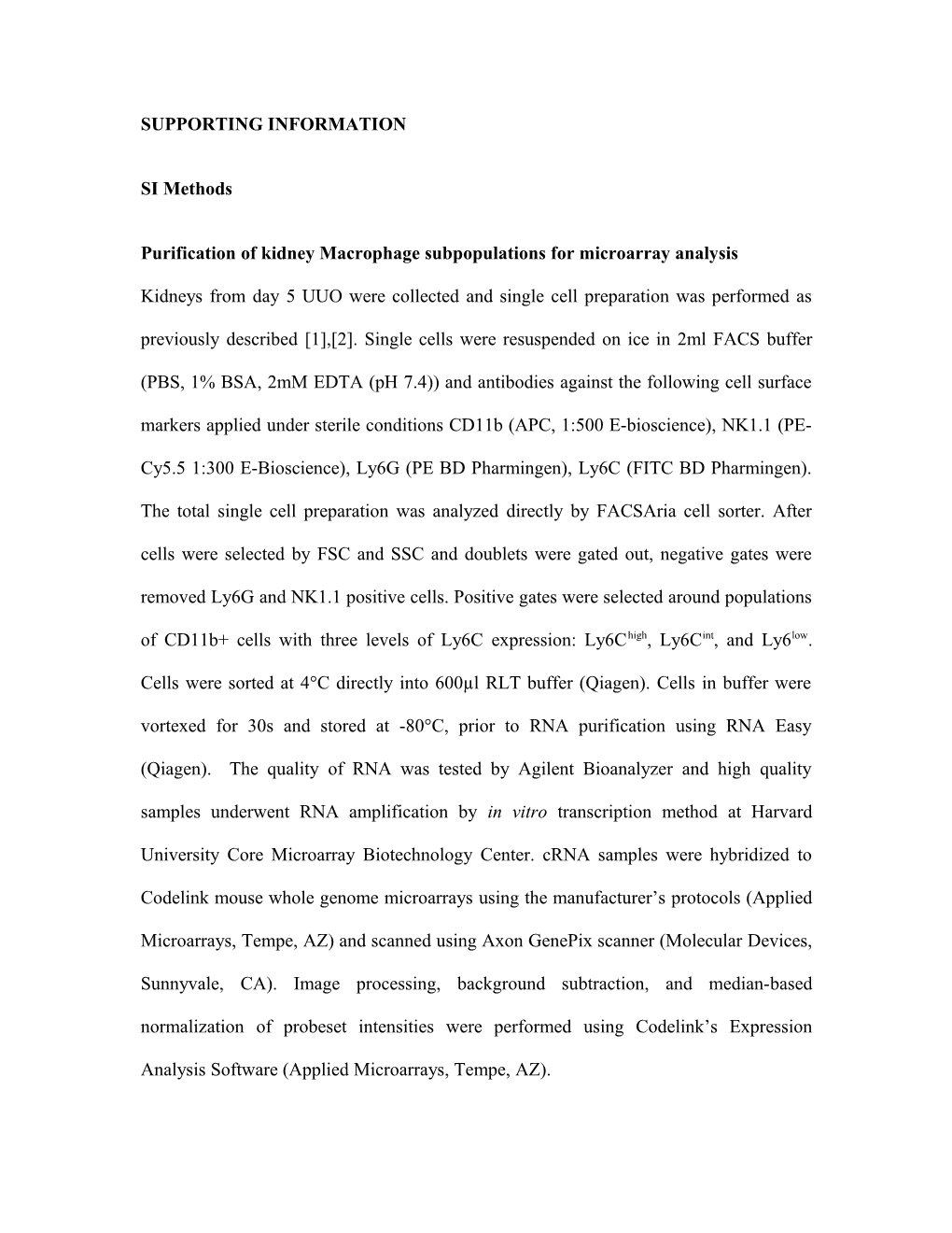 Purification of Kidney Macrophage Subpopulations for Microarray Analysis