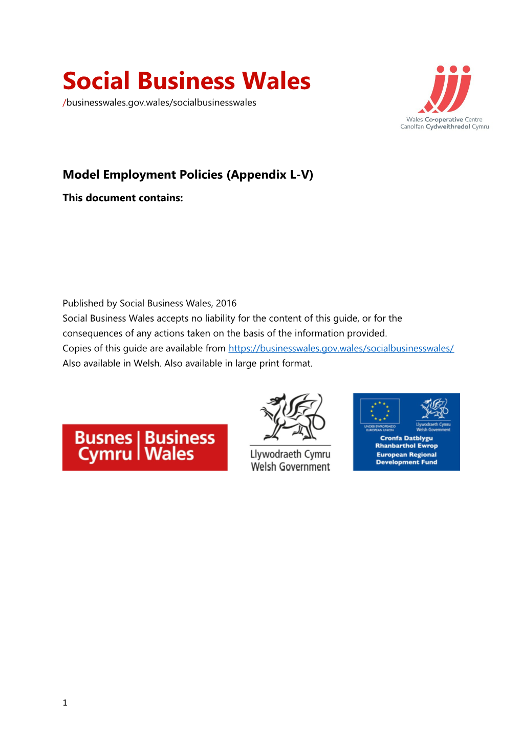 Model Employment Policies (Appendix L-V)