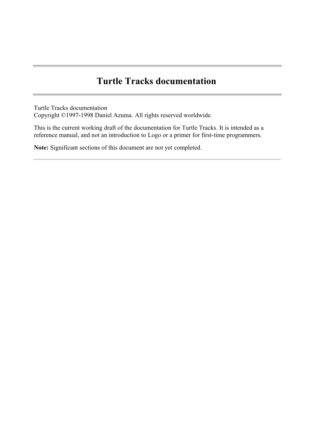 Turtle Tracks Documentation
