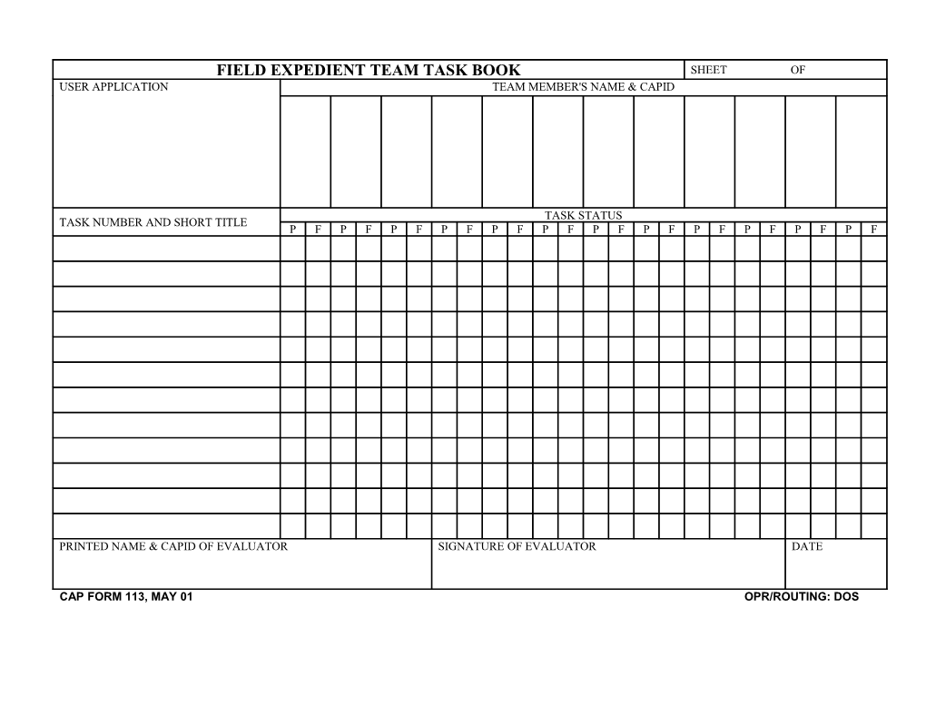 Field Expedient Team Task Book