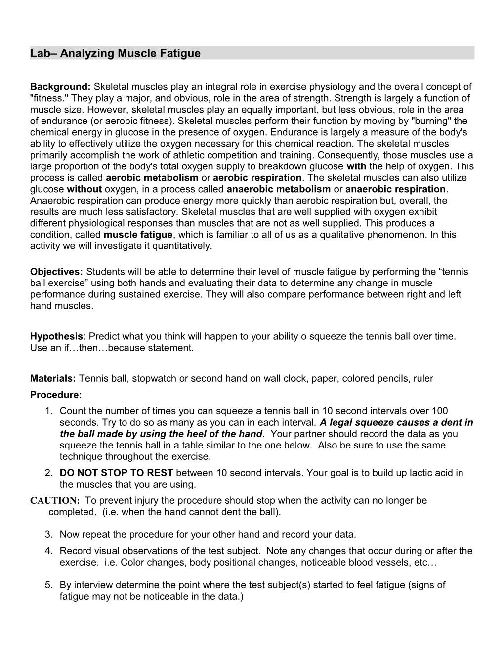Lab 8 Analyzing Muscle Fatigue