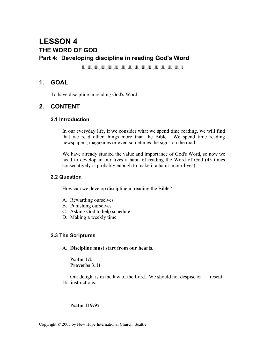 Part 4: Developing Discipline in Reading God's Word